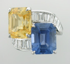 Twin Sapphire and Diamond Ring